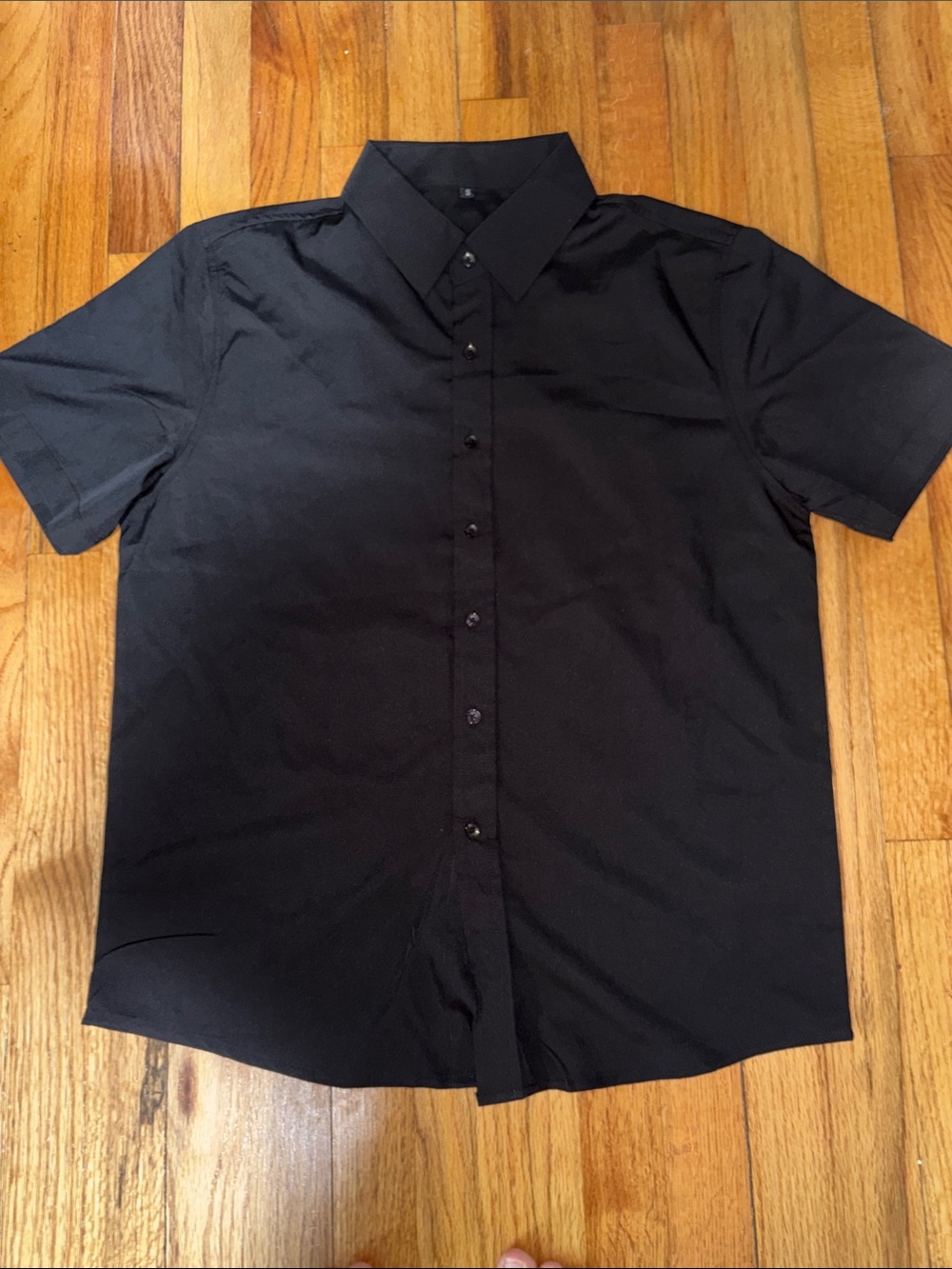 Men's Short-Sleeve Black Button-Up Shirt